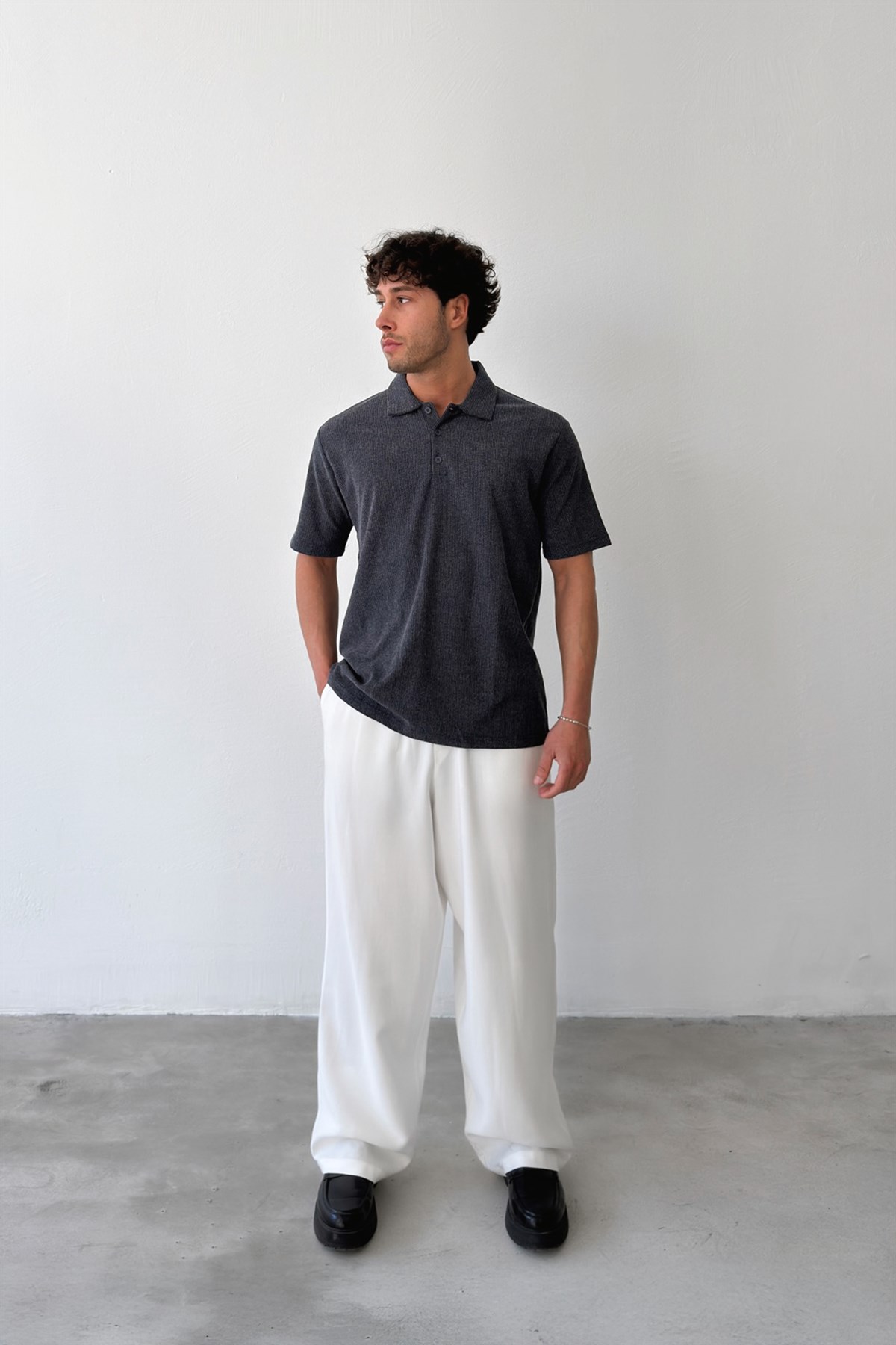 Polo Yaka Dokulu Tişört