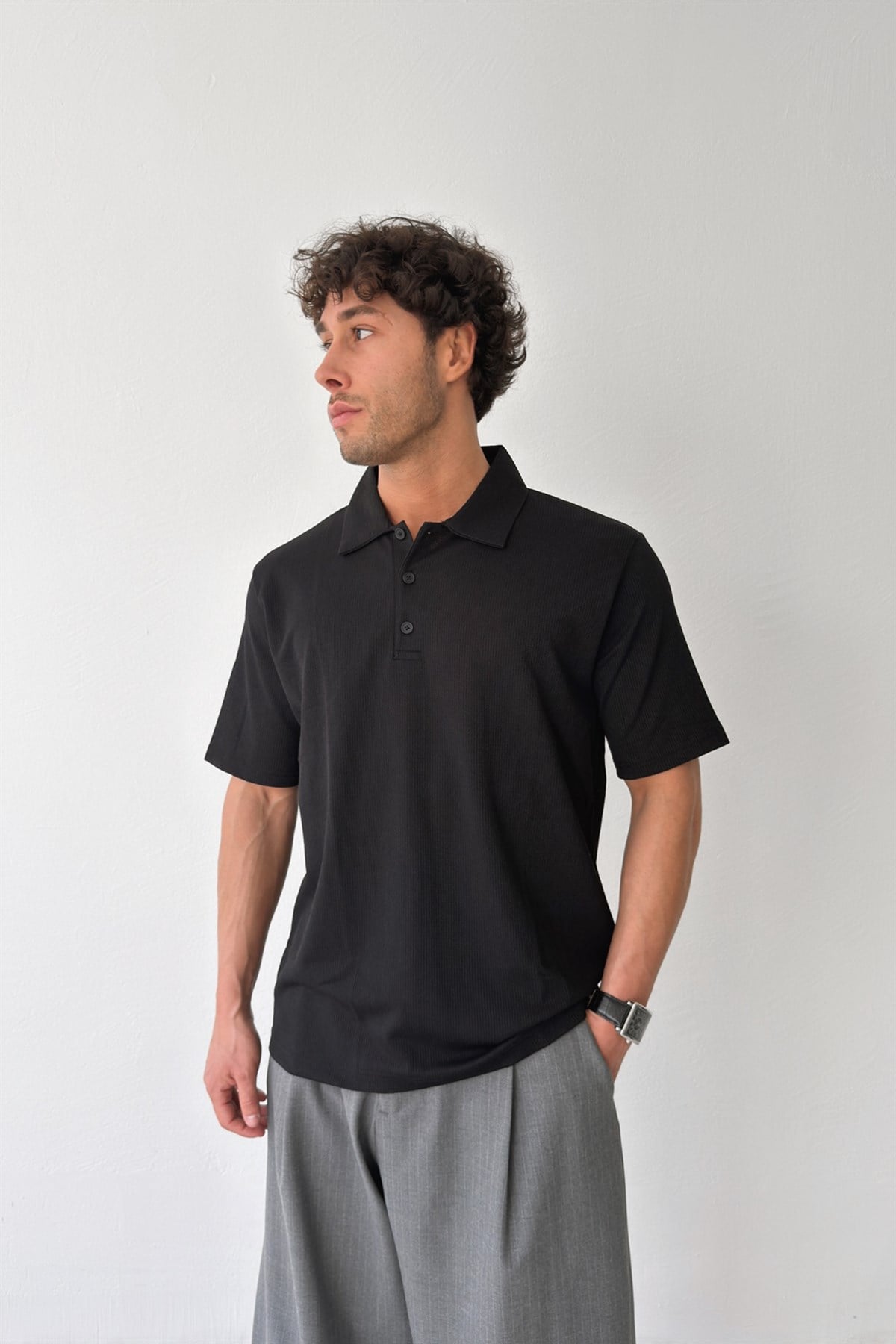 Polo Yaka Dokulu Tişört