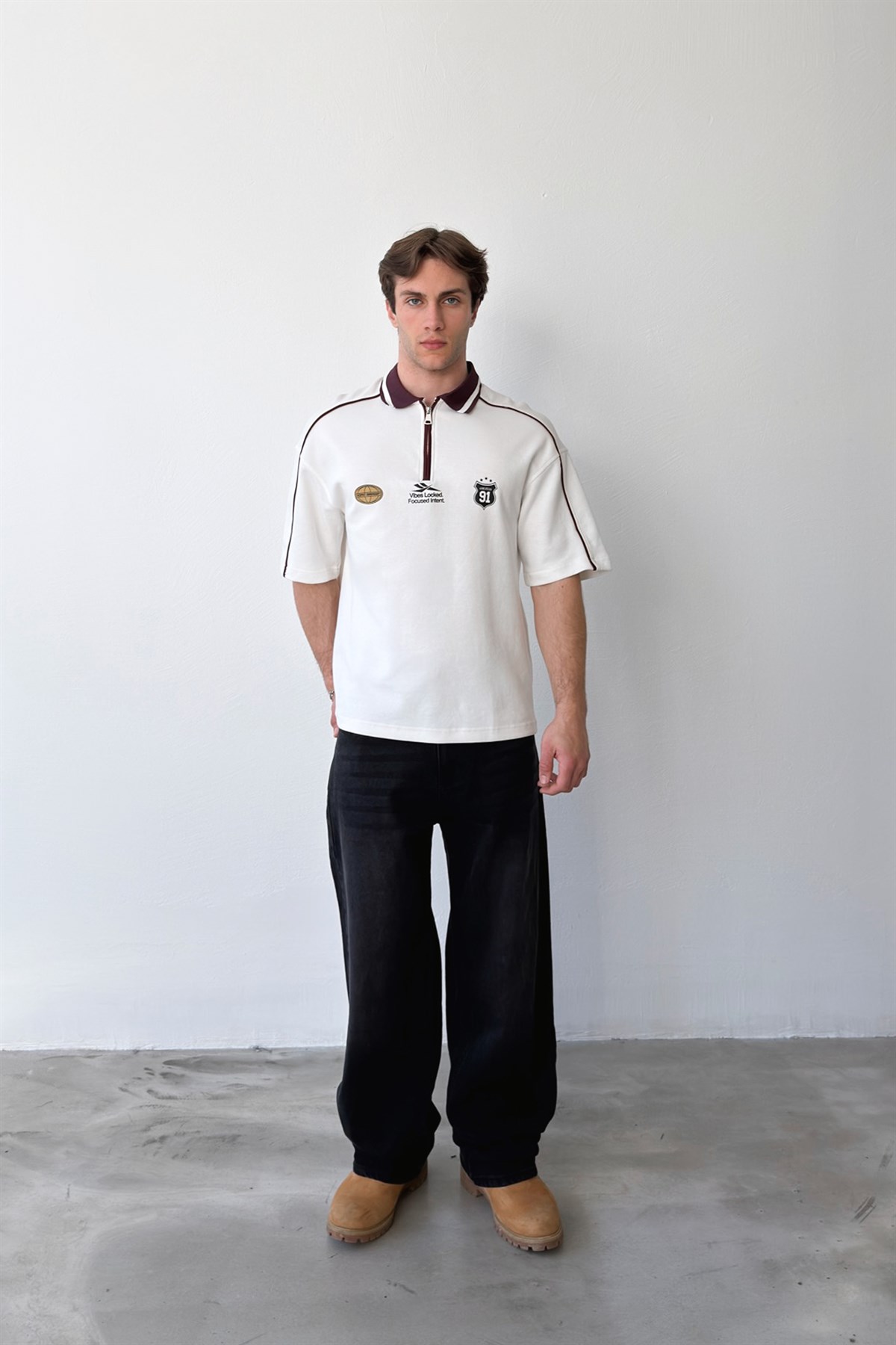 Polo Yaka Half Zip Tişört