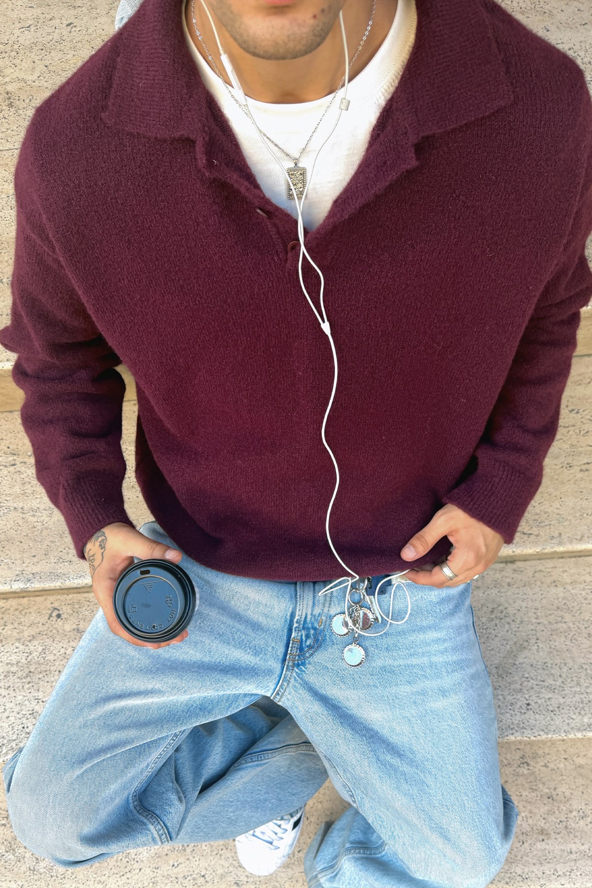 Claret Red Polo-Neck Knit