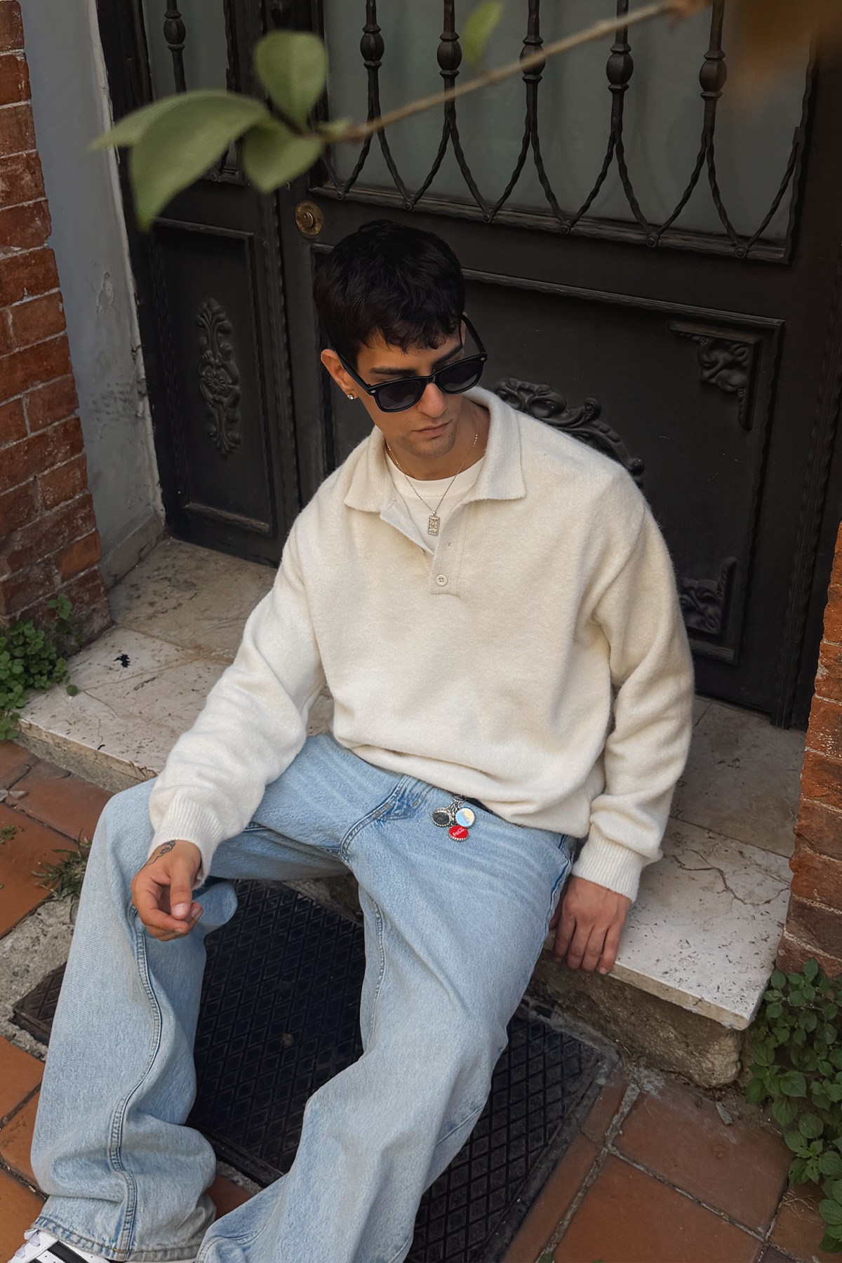 Ecru Polo-Neck Knit