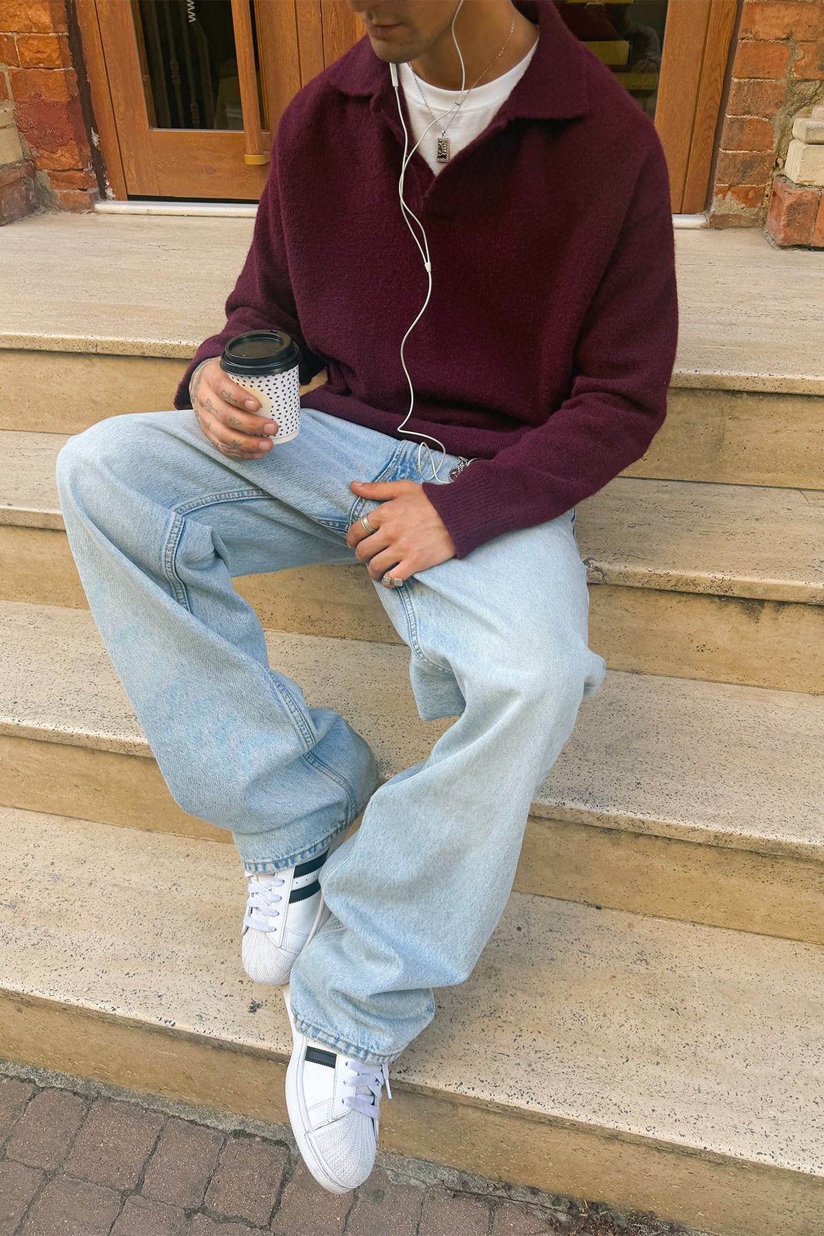 Claret Red Polo-Neck Knit