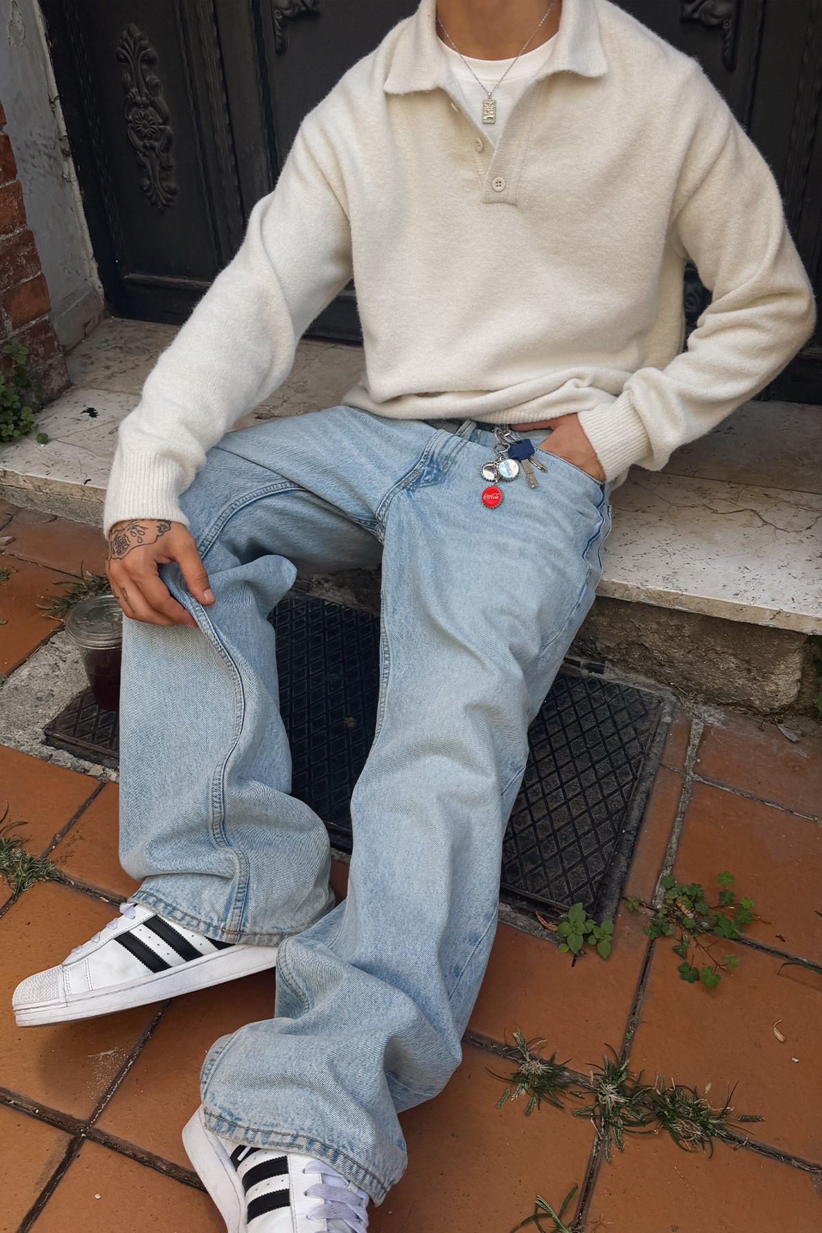 Ecru Polo-Neck Knit