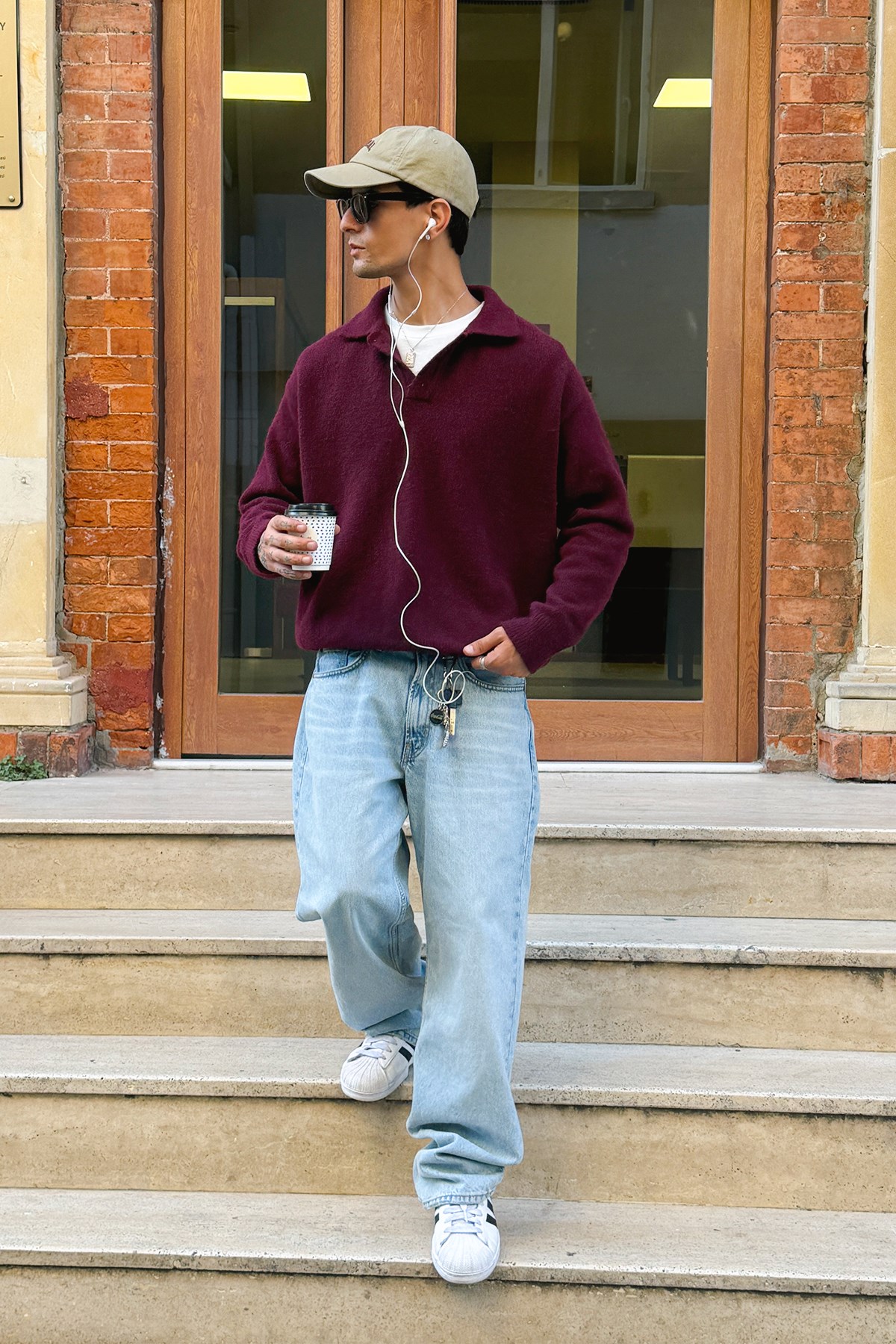 Claret Red Polo-Neck Knit