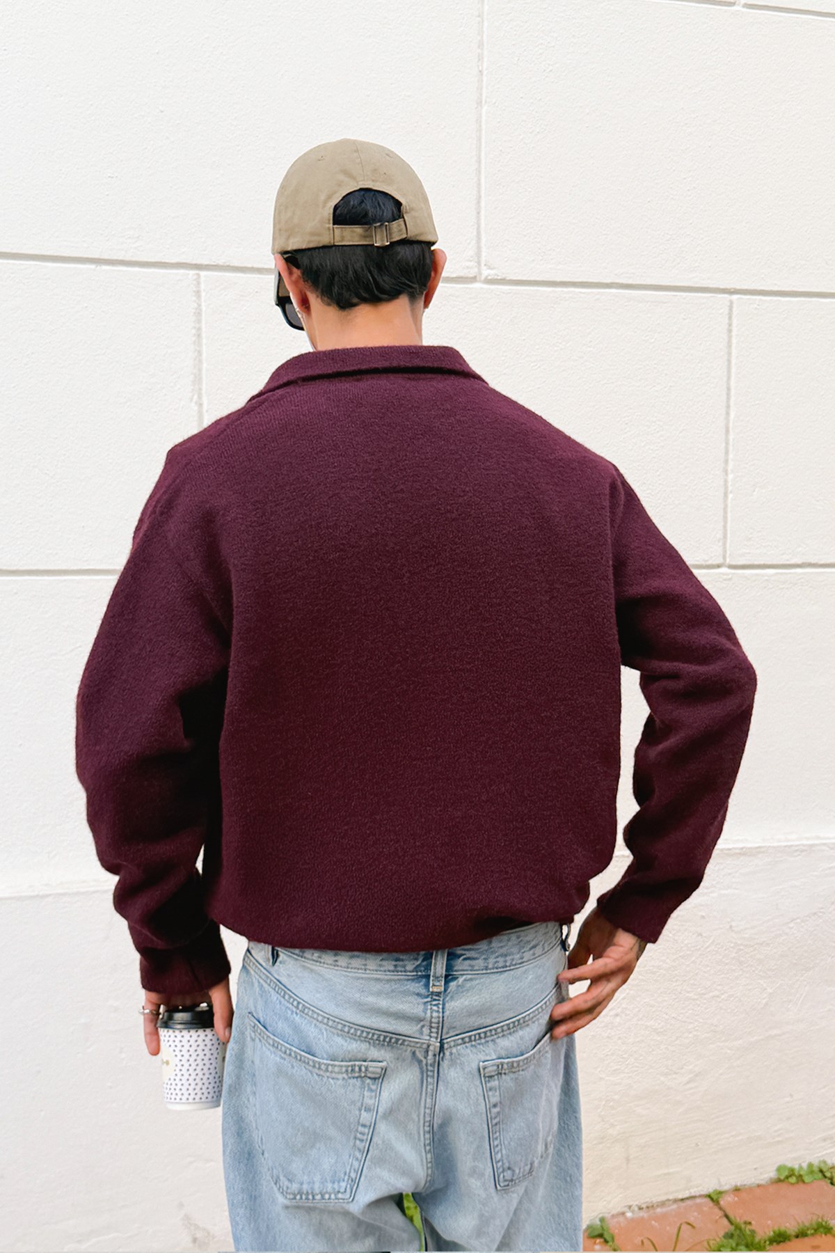 Claret Red Polo-Neck Knit