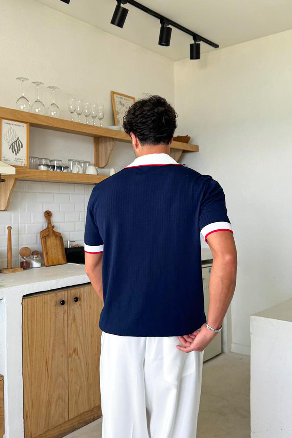 Polo Yaka Triko Regular Tişört Lacivert