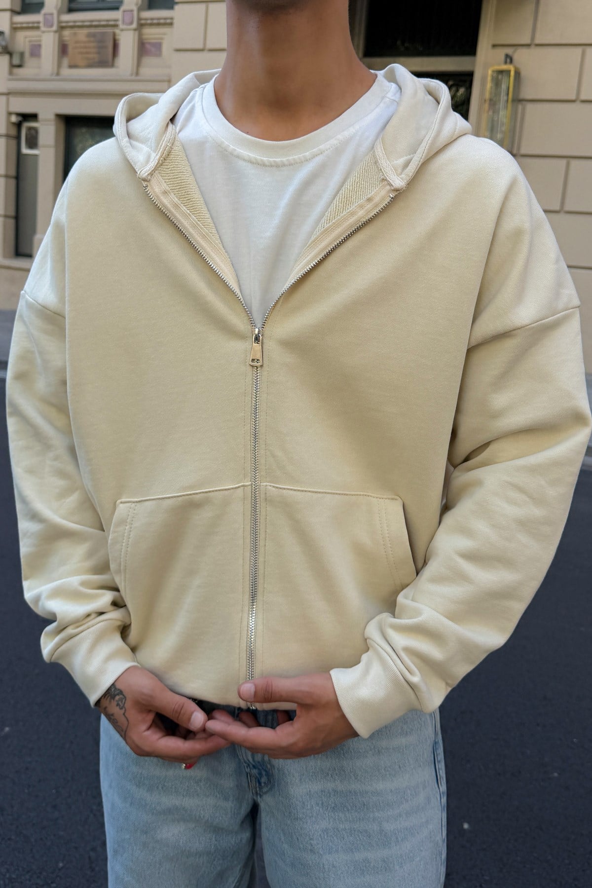 Premium Kumaş Zip Hoddie