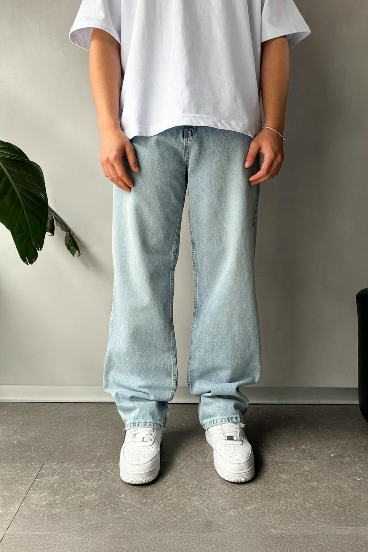 Premium Wash Buz Mavi Baggy Jean