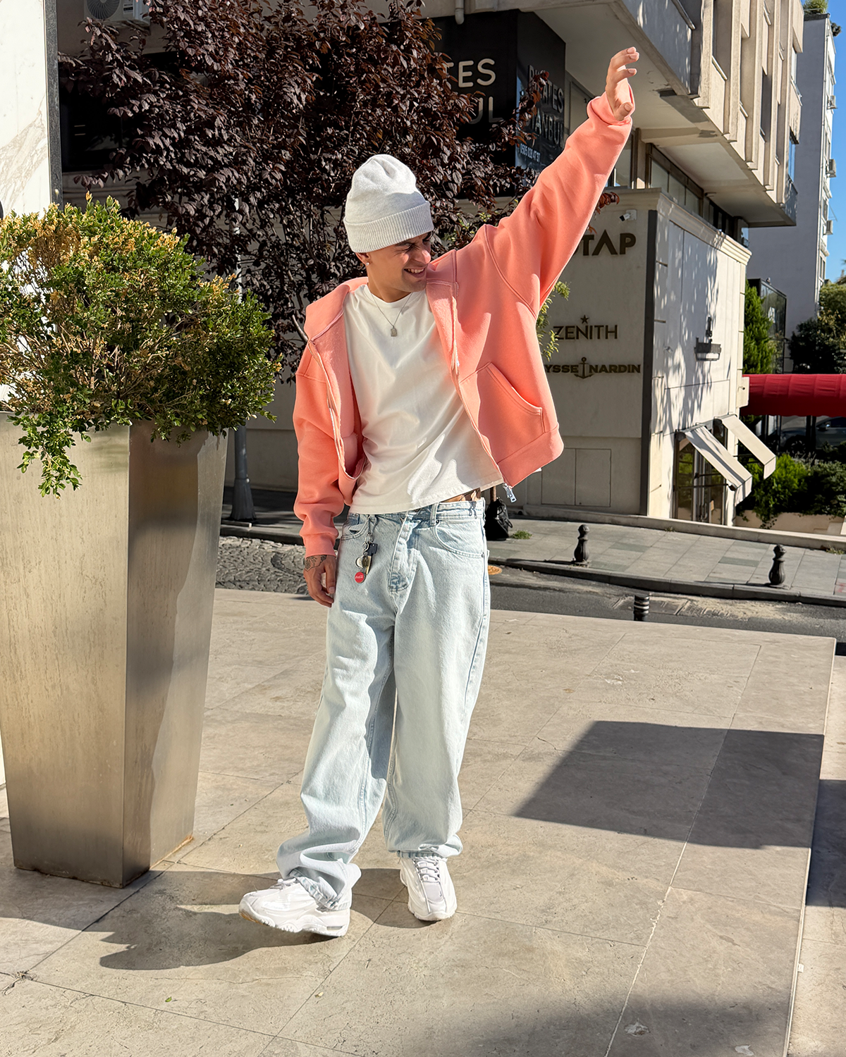 Puffer Baby Pink Boxy Fit Zippered Hoodie