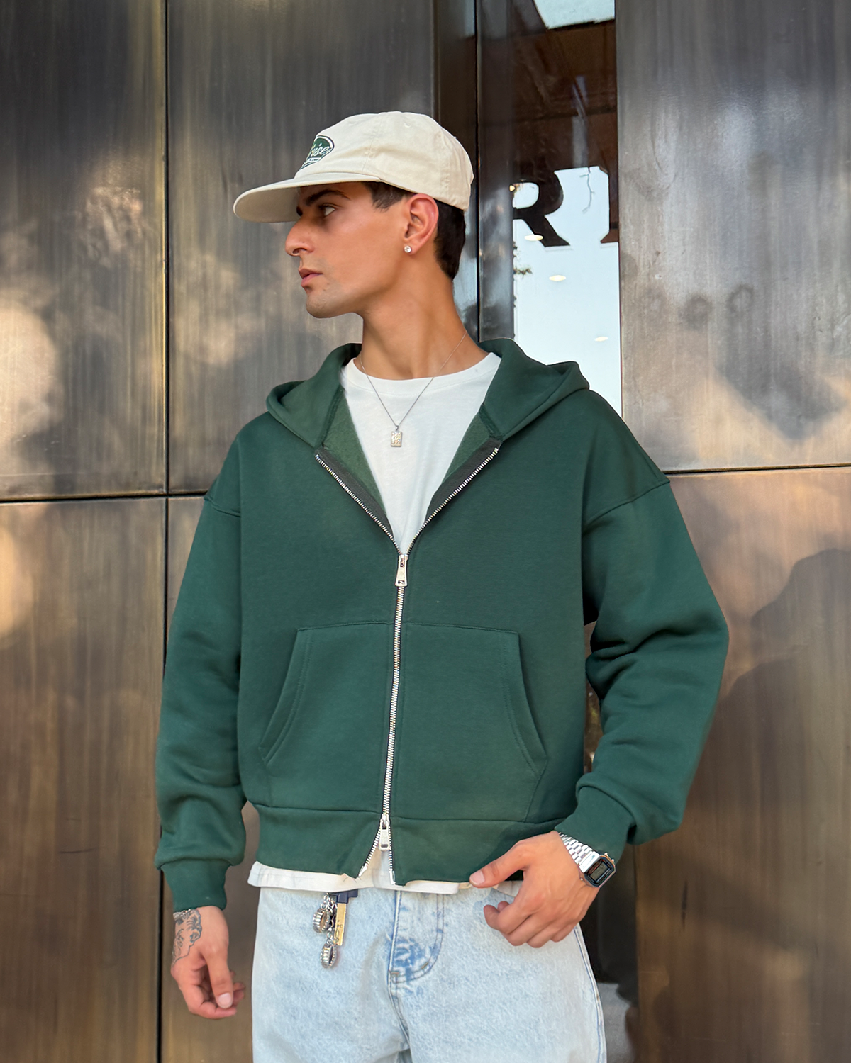 Puffer Nepthi Boxy Fit Zippered Hoodie