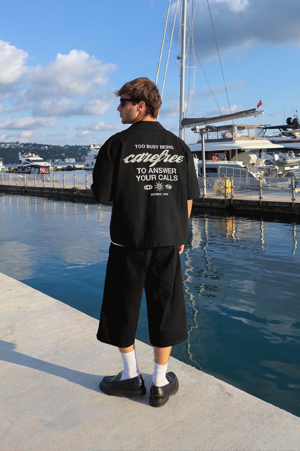 Riviera Boxy Camp-Collar Shirt - Black