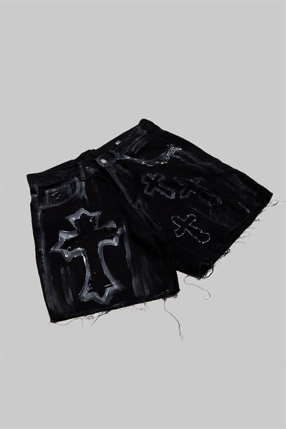 Safety Pin Custom Shorts Siyah