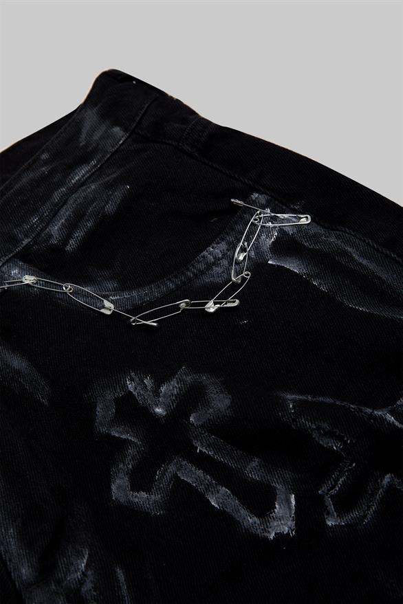 Safety Pin Custom Shorts Siyah