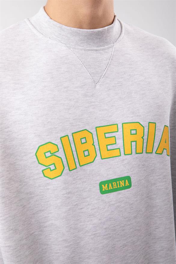 Siberia Marina Print Karmelanj Oversize Sweatshirt