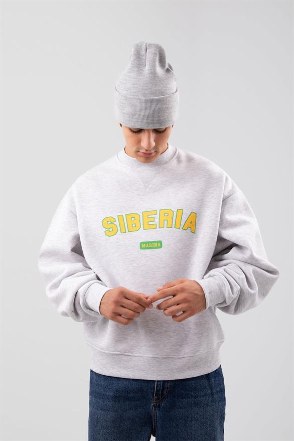 Siberia Marina Print Karmelanj Oversize Sweatshirt