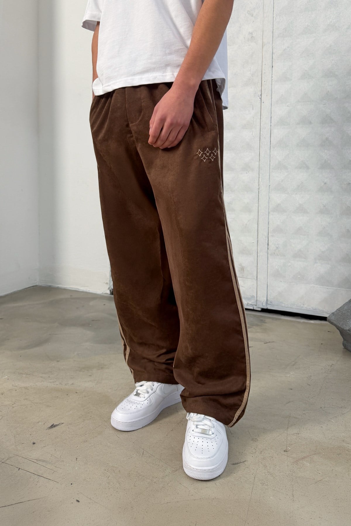 Side Stripe Velour Track Pants
