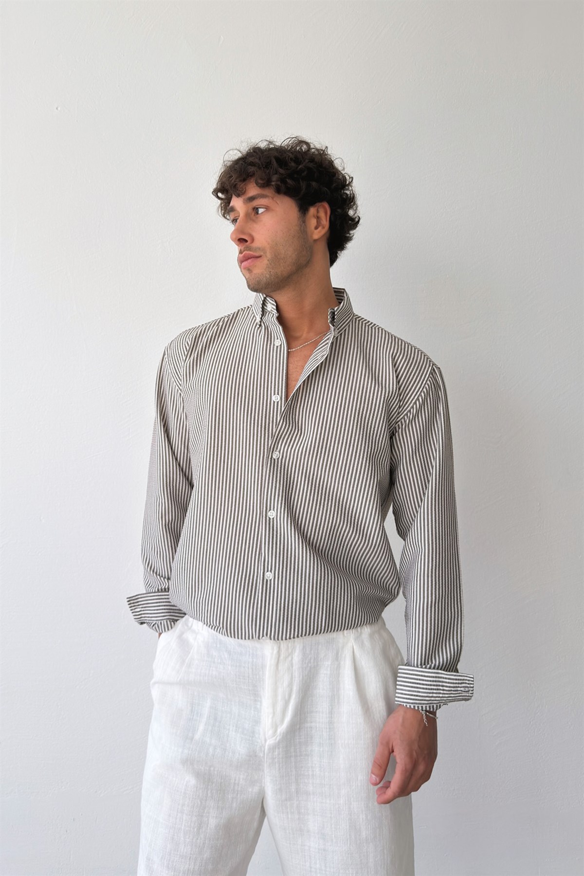 Solar Stripes Vizon Gofre Çizgili Gömlek