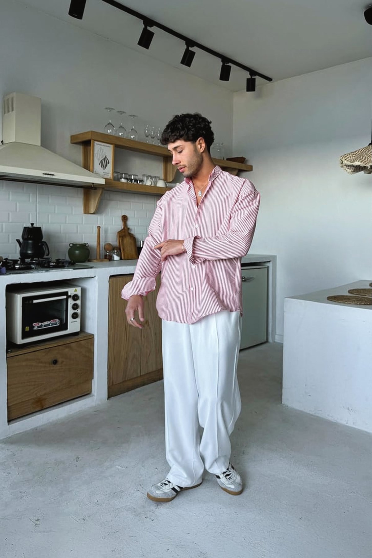 Solar Stripes Pembe Gofre Çizgili Gömlek