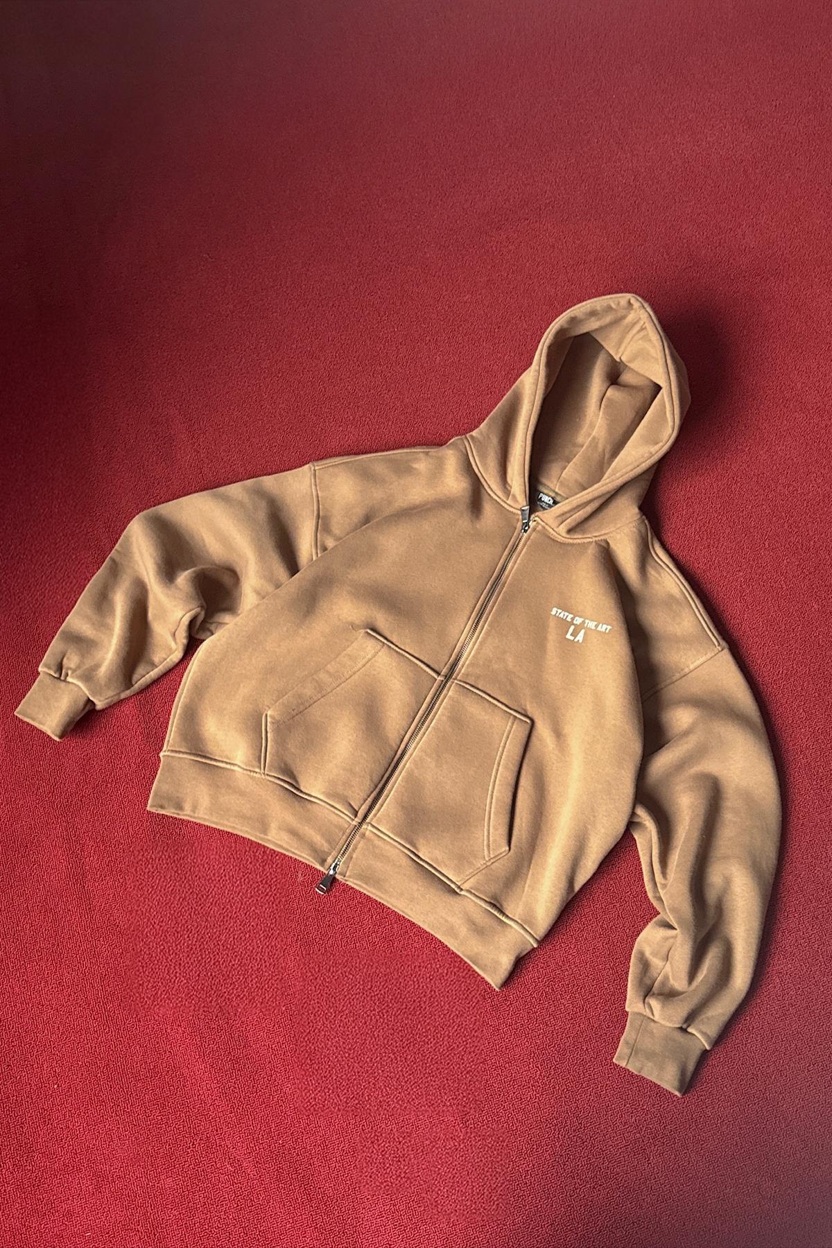 State Of The Art LA Baskılı Fermuarlı Hoodie