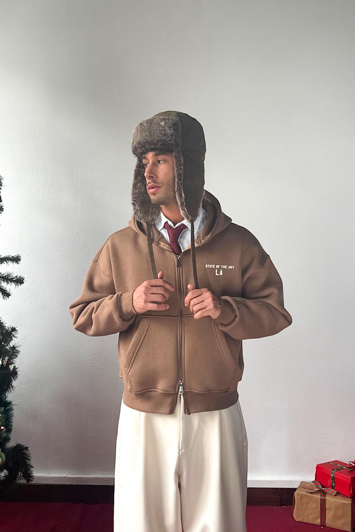 State Of The Art LA Baskılı Fermuarlı Hoodie