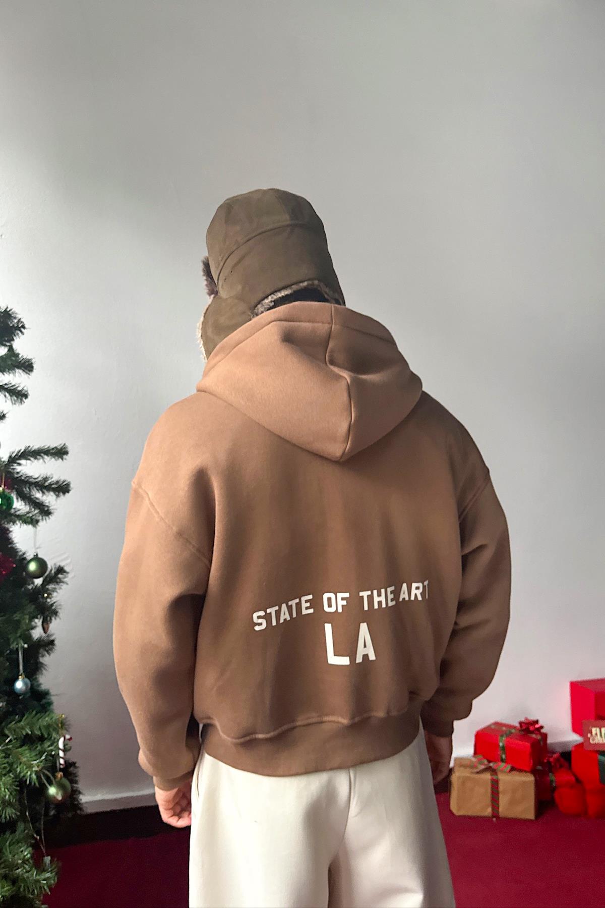 State Of The Art LA Baskılı Fermuarlı Hoodie