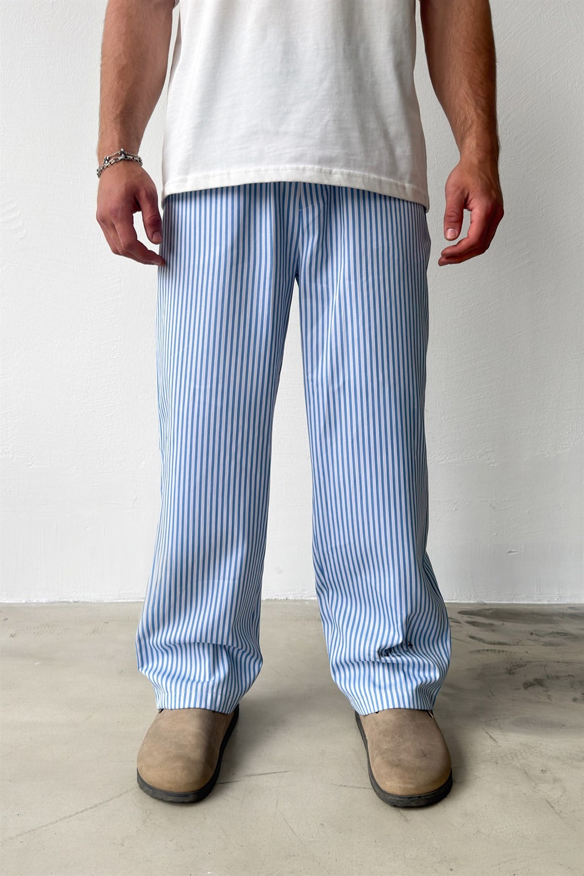 Striped Relaxed Fit Pantolon