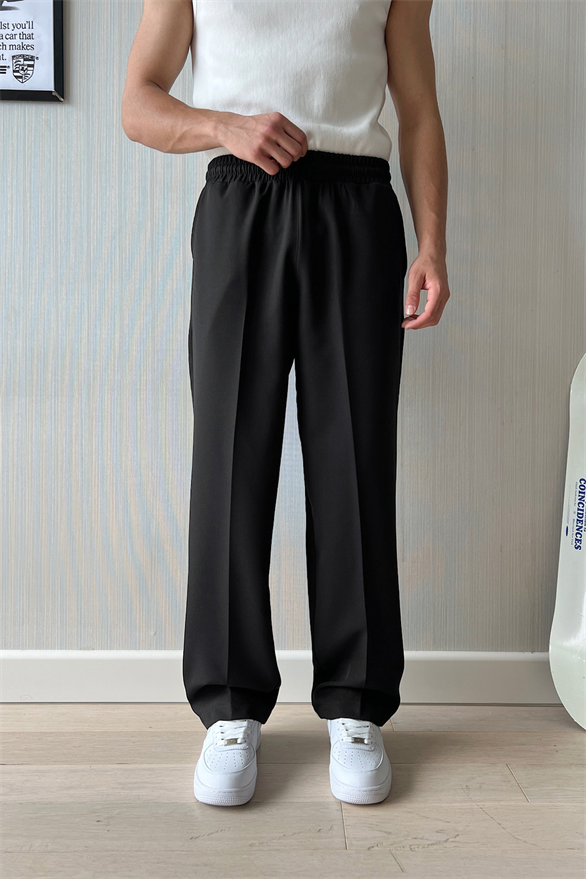 Timeless Bel Lastikli Kumaş Pantolon Siyah