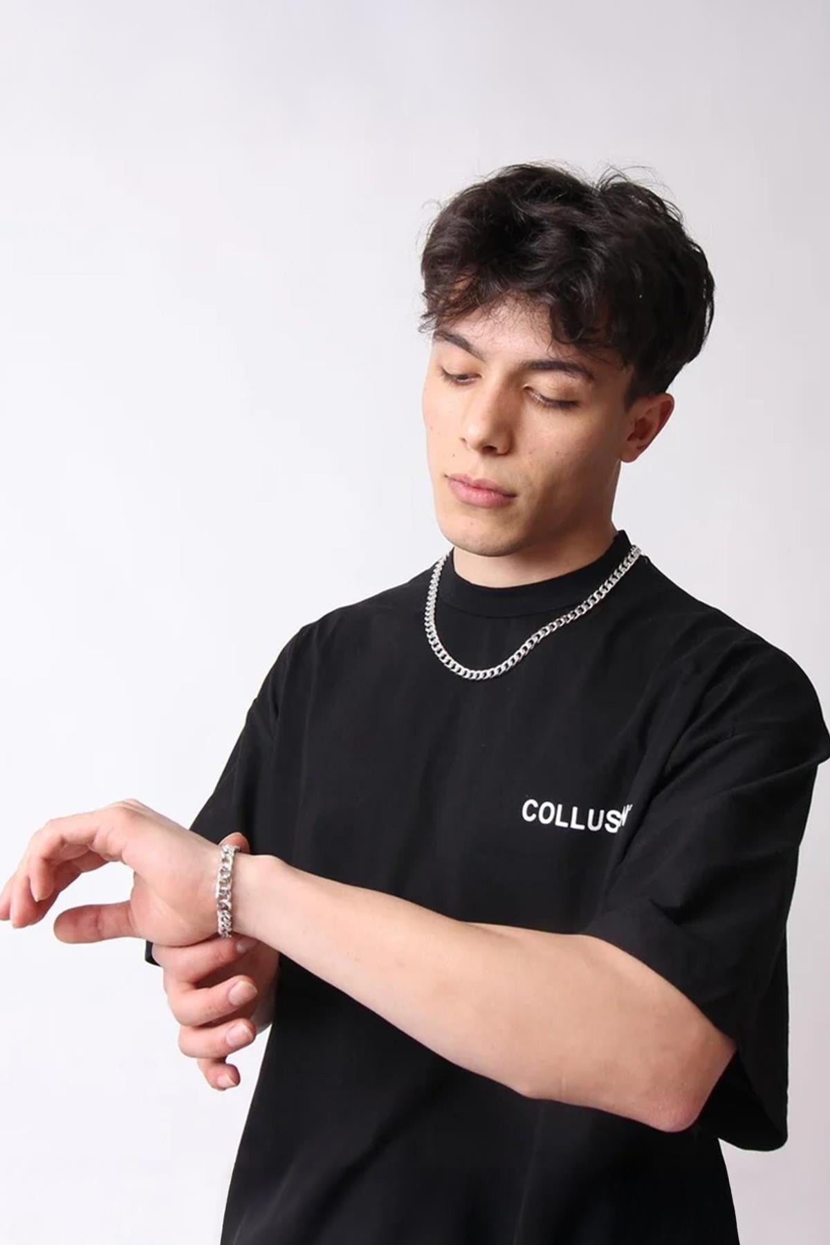 Vintage Zincir Kolye Bileklik Set Gümüş