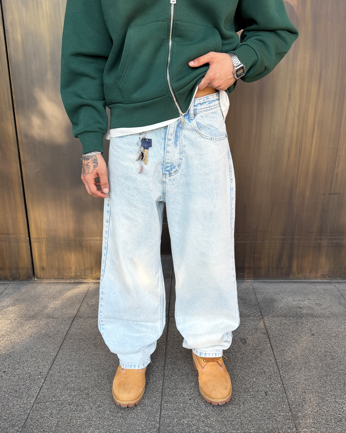 Washed Night Blue Baggy Pant