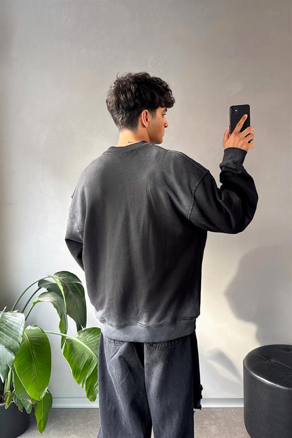 Rw Nakışlı Oversize Bisiklet Yaka Sweatshirt
