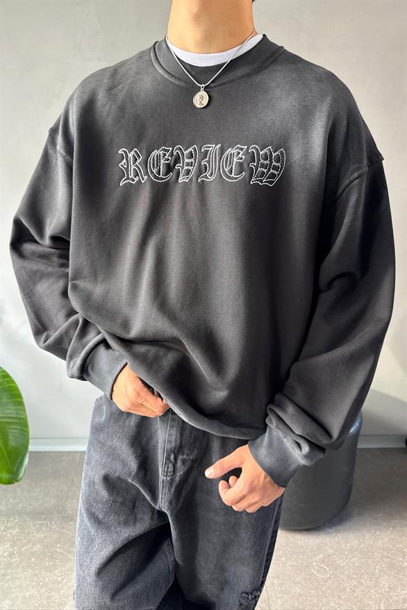 Rw Nakışlı Oversize Bisiklet Yaka Sweatshirt