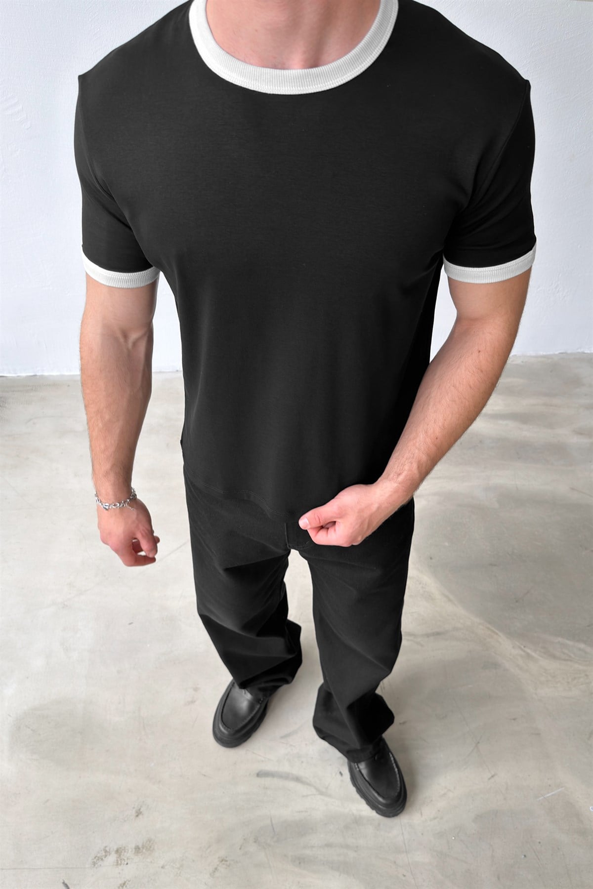 Yaka Ribanalı Basic Tişört