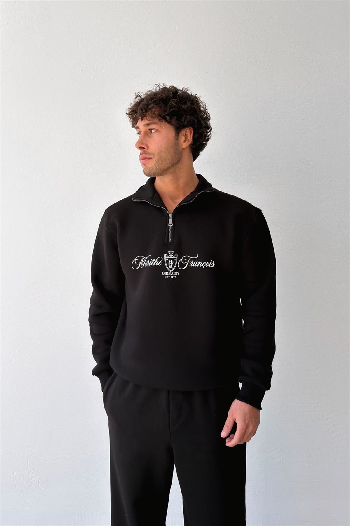 Yarım Fermuarlı Marithe Baskılı Sweatshirt