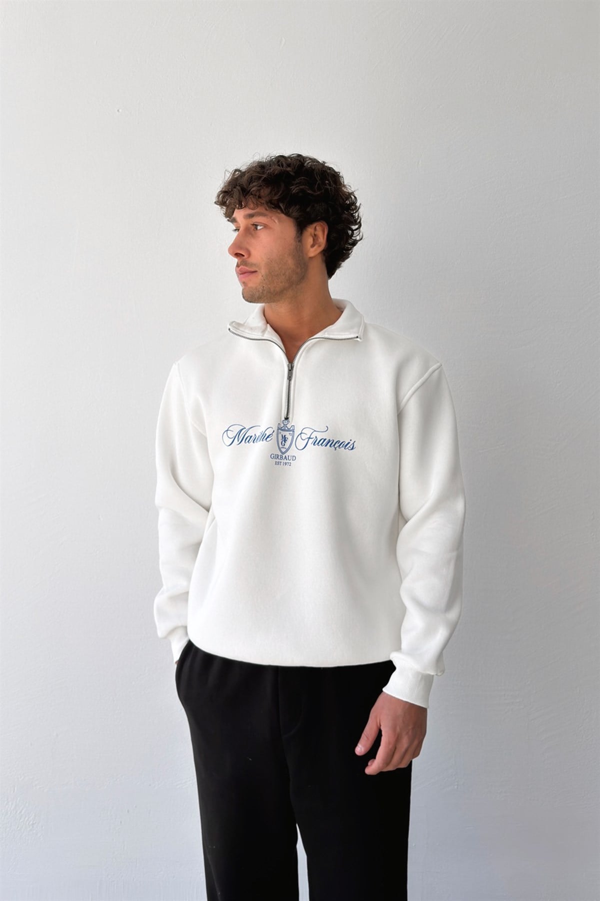 Yarım Fermuarlı Marithe Baskılı Sweatshirt