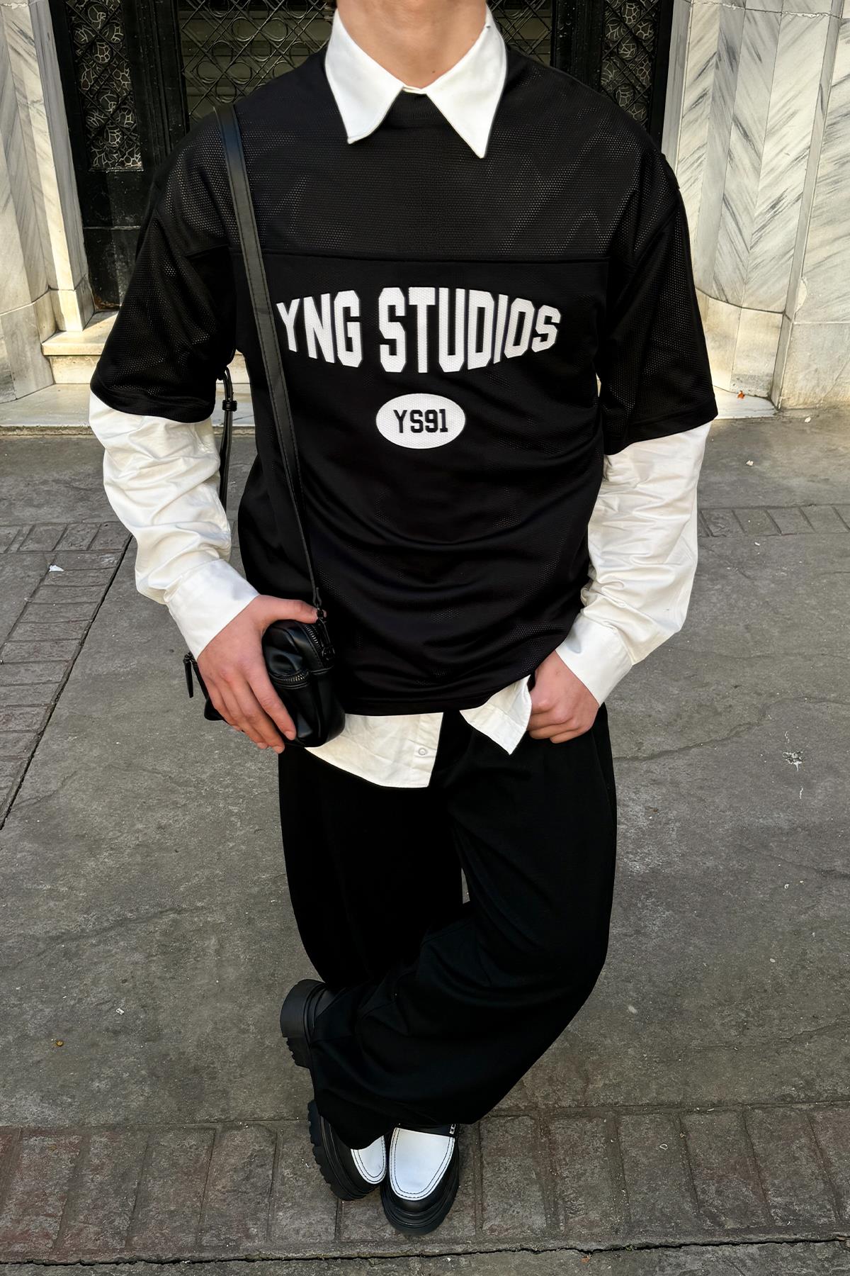 Yng Studios Siyah Bisiklet Yaka Forma