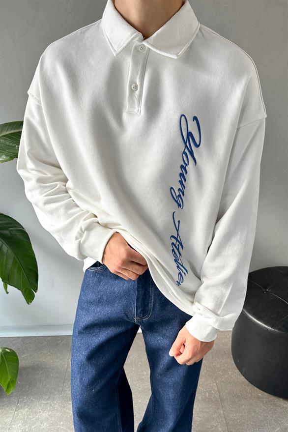 Young Atelier Polo Yaka Ekru Sweatshirt
