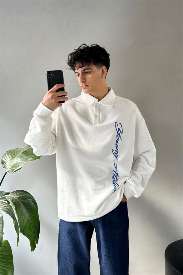 Young Atelier Polo Yaka Ekru Sweatshirt