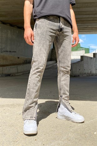 Zipper Detail Antrasit Skinny Jean