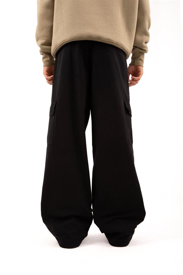 Ayarlanabilir Paça Kargo Cepli Mavi Baggy Jean