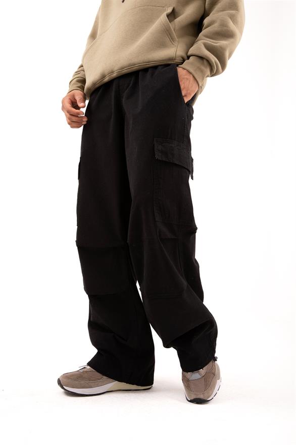 Ayarlanabilir Paça Kargo Cepli Mavi Baggy Jean