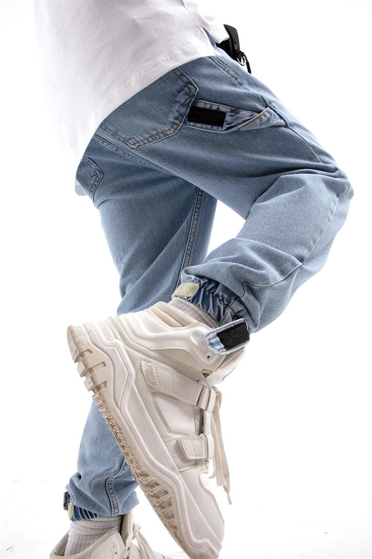 Basic Paça Detaylı Mavi Jogger Fit Jean