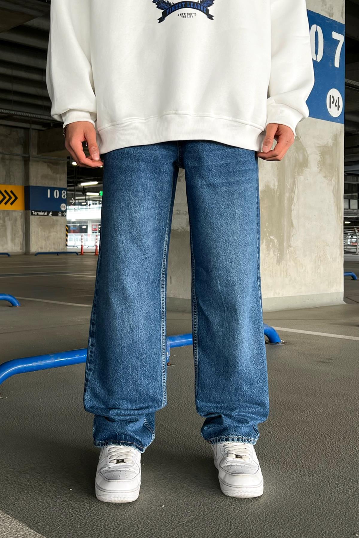 Basic Koyu Mavi Baggy Jean