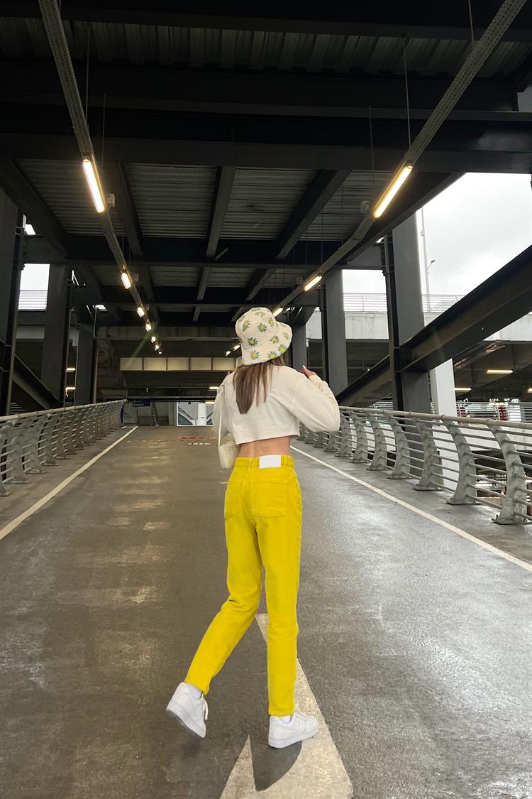 Basic Sarı Kadife Pantolon - Flaw Wears