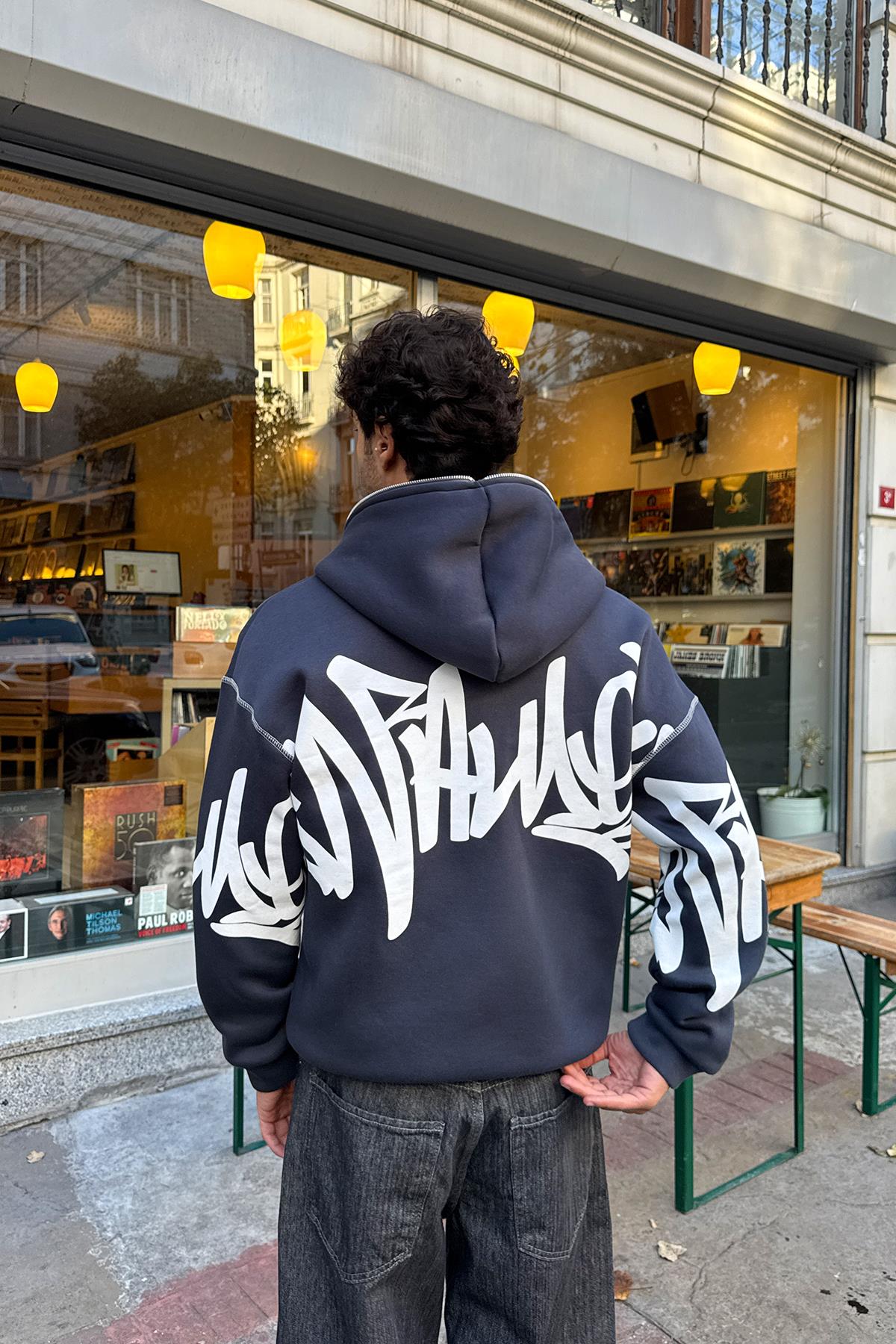 Baskılı Full Zip Hoodie