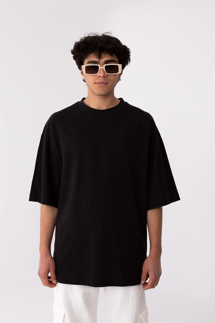 Flaw Atelier Rib Collar Black Oversize Basic Tee