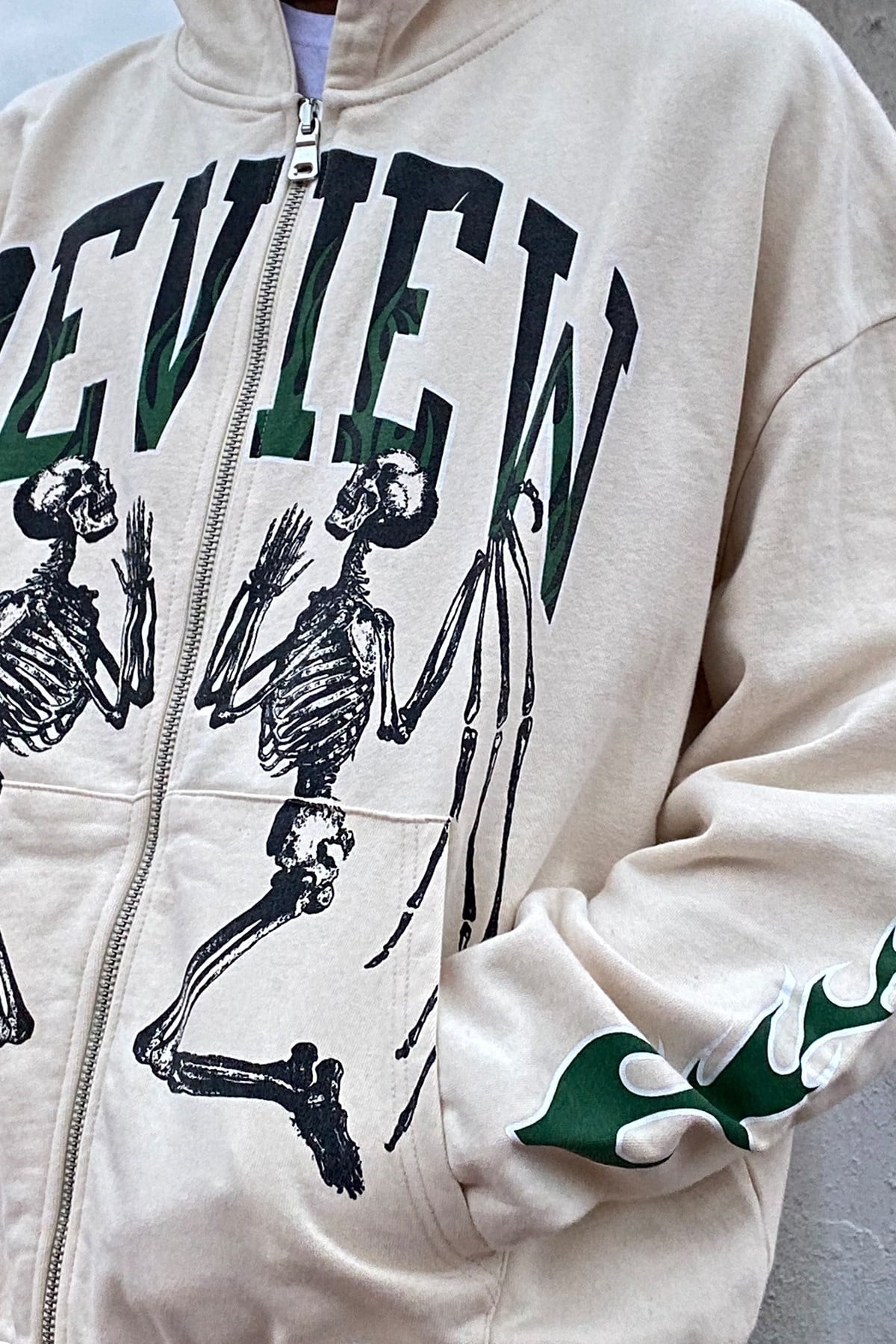 Review Twins Skeleton Oversize Zip-Up Hoodie - Flaw Wears