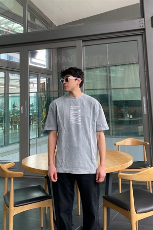 Chest Text Printed Oversize Washed Tee