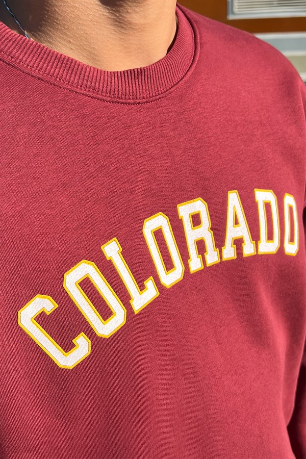 Colorado Nakışlı Bordo Oversize Sweatshirt