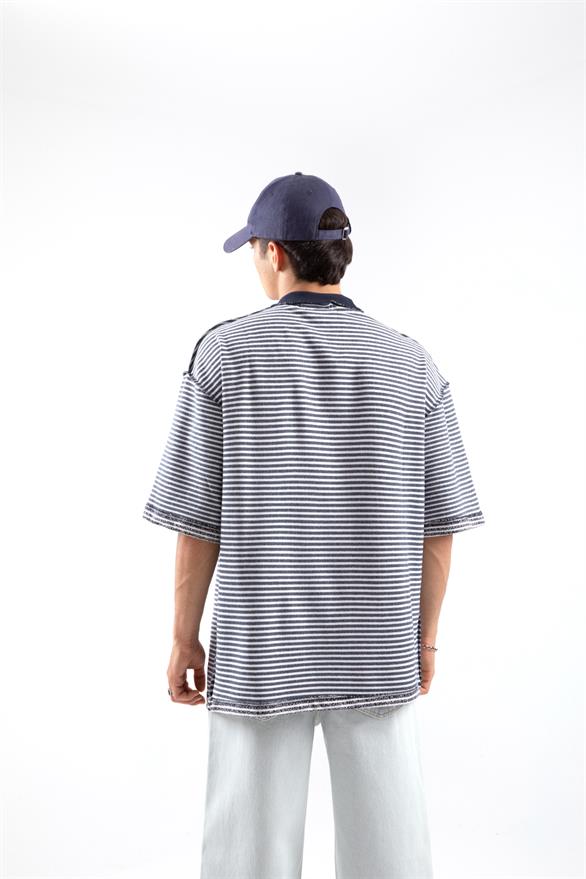 Creker Nakışlı Çizgili Oversize