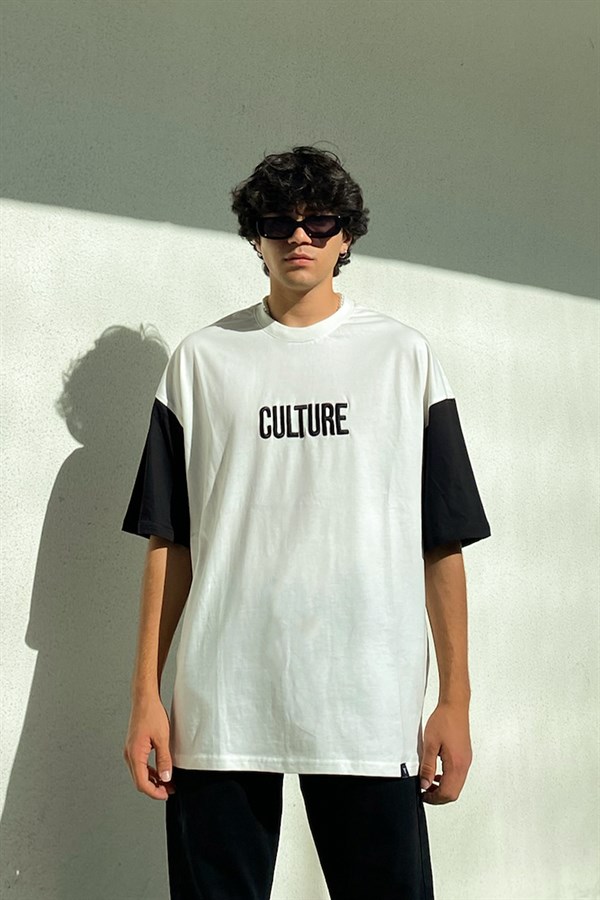 Culture Nakışlı  Ekru Oversize Tshirt